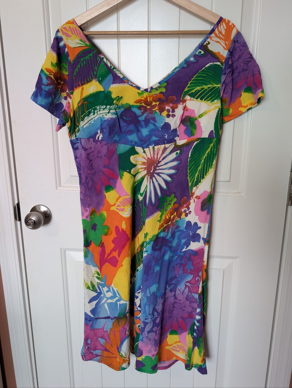 Vintage Jams World Amethyst Hawaiian Mini Dress Medium Purple/Green